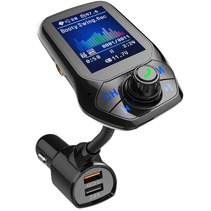 

Color large screen 1.8 inch car mp3 U disk / TF card music player Bluetooth receiver fm transmitter QC3.0 fast charge car charge