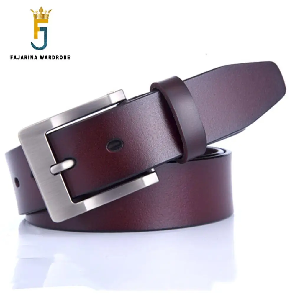 FAJARINA Men's Retro Styles Quality Genuine Leather Clasp Buckle Belts for Men 38mm Wide Jeans Cowhide Accessories N17FJ559