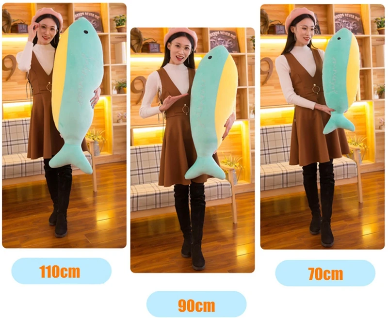 Dorimytrader Cuddly Soft Animal Fish Stuffed Pillow Doll Big Cartoon Fish Doll for Kids Adults Gift 110cm 90cm 70cm DY50045(4)