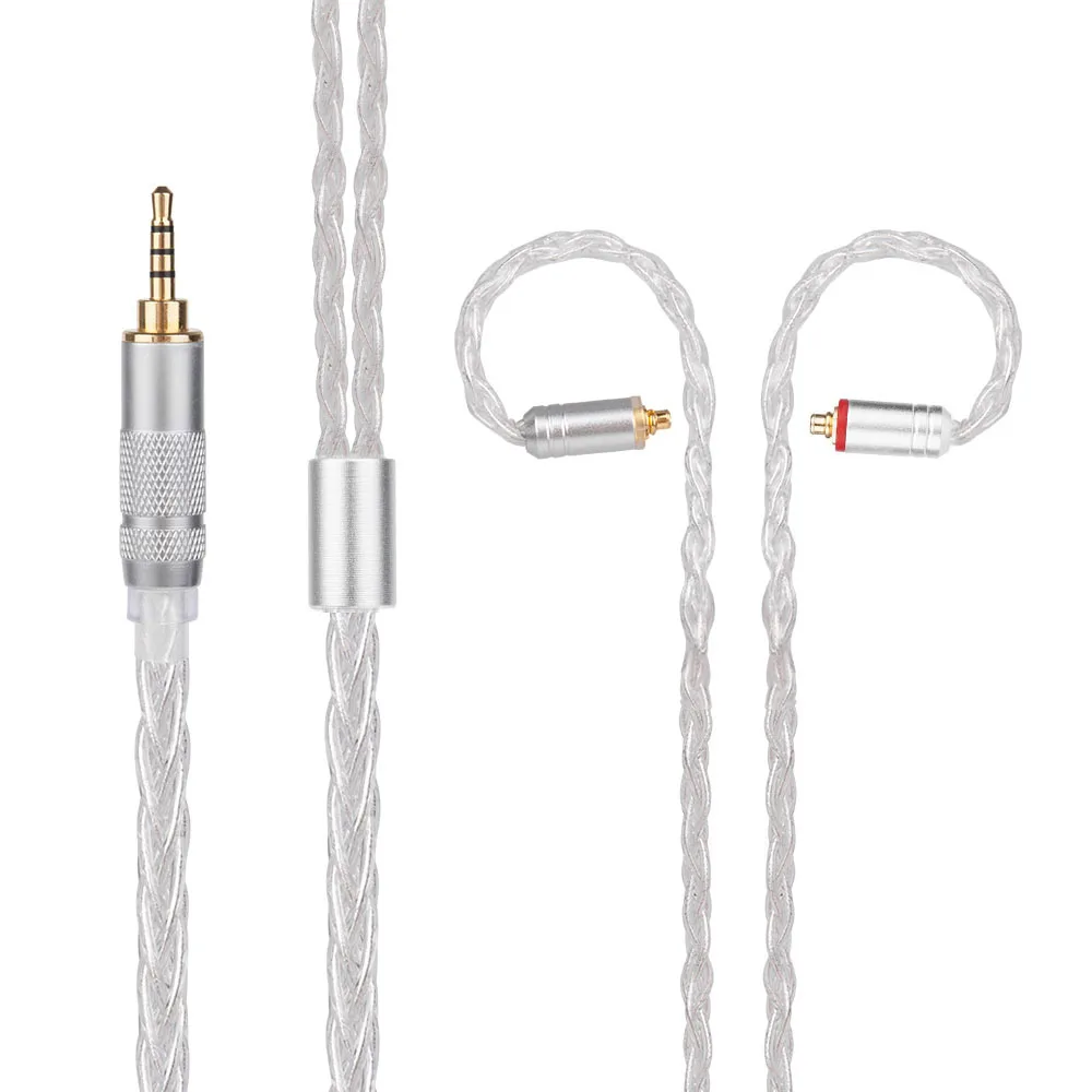 

8 Shares 3.5mm 2.5mm 4.4mm MMCX Cable for Shure SE215 SE535 SE846 2 pin for ZS10 ZST ZAR ES4 ZS6 Earphone Silver Plated Cable
