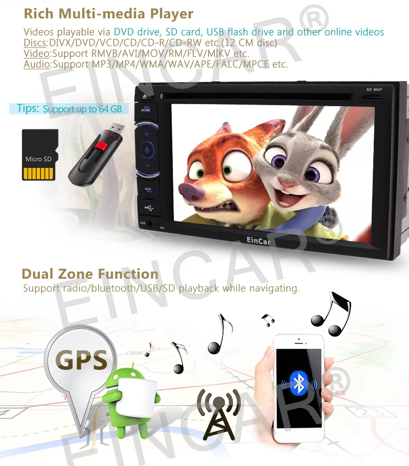 Sale 2Din In-Dash Android 6.0  Quad Core Double Din 7" Car Stereo Radio Unit DVD GPS Mirrorlink GPS Nav Autoradio in dash headunit 5