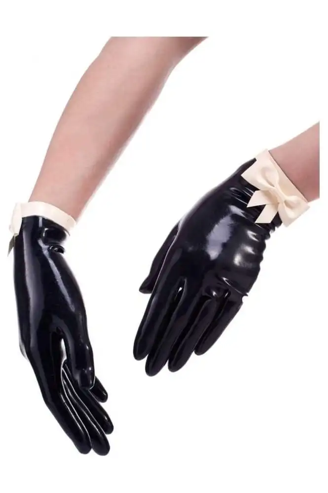 Latex Rubber Gloves With Bow accessories Latex Wrise Length Mittsin