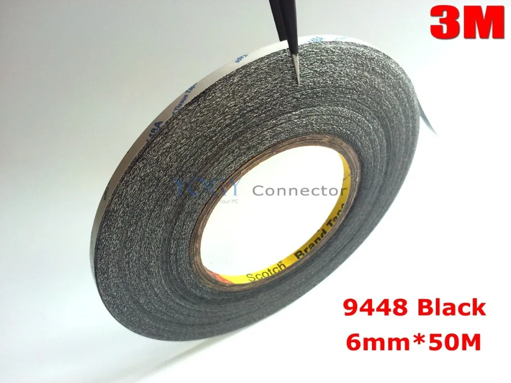 

3M Black, 6mm*50 meters Double Sided Adhesive Tape Sticky for Cellphone LCD Display Touch Screen Repair / Logo Adhesive