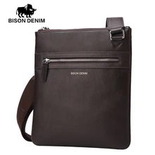 BISON DENIM Marke 100% top echten leders Männlichen beutel schlank schulter tasche Business Travel Ipad Umhängetasche für männer