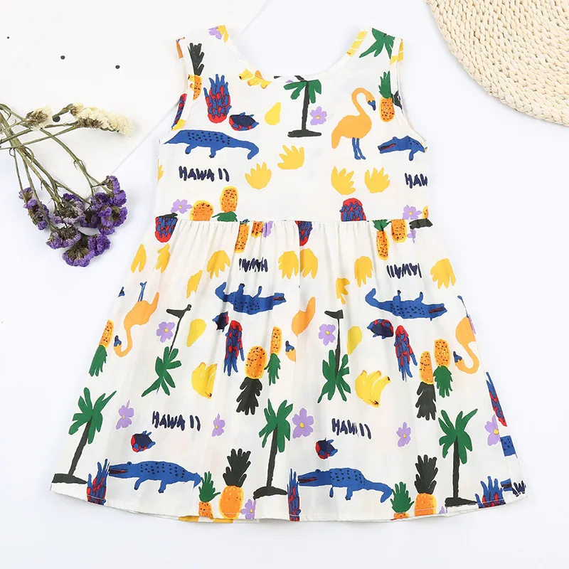 2020 New Girls Clothing Summer Girl Dress Children Kids Berry Dress Back V Dress Girls Cotton Kids Vest dress Children Clothes