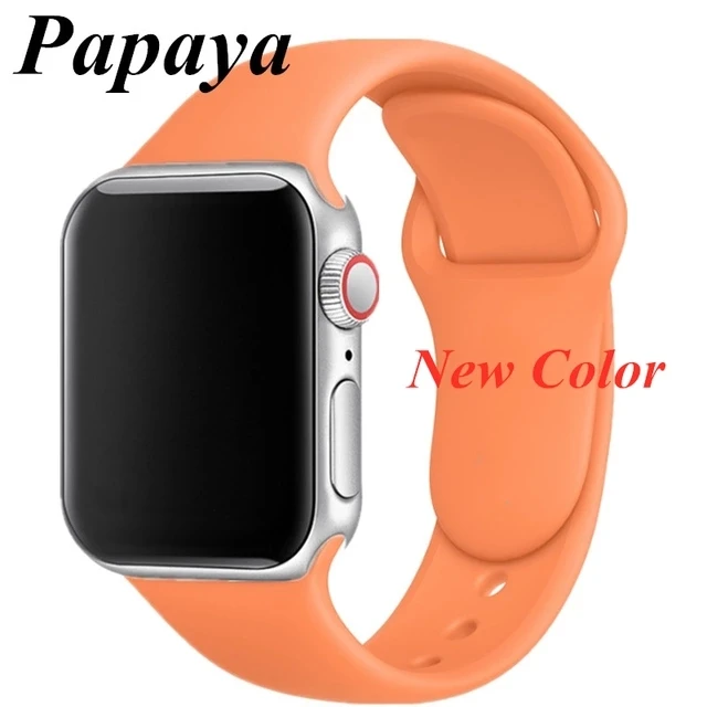 Band Für Apple Uhr Serie 3 2 1 38 MM 42 MM Weiche Silikon Atmungsaktive Ersatz Strap Sport Schleife für iwatch serie 4 40 MM 44 - Band Color: Papaya