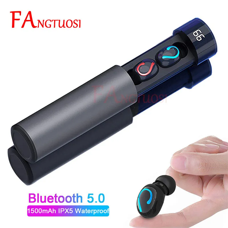 Скидка FANGTUOSI, новинка, Q67 TWS, Bluetooth 5,0, беспроводные наушники, 3D стерео гарнитура, свободные руки, спортивные, водонепроницаемые, наушники для iPhone
