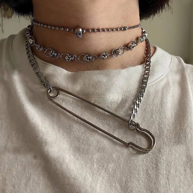 Stainless Steel Men Women Unisex Punk Metal link Chains Choker Collar