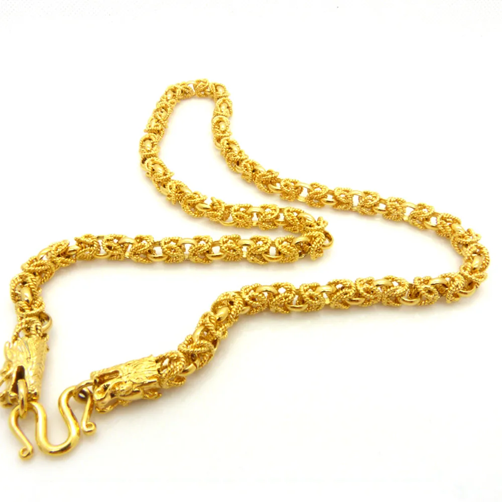 

Hip Hop Style Solid Yellow Gold Filled Chain Necklace Mens Accessories