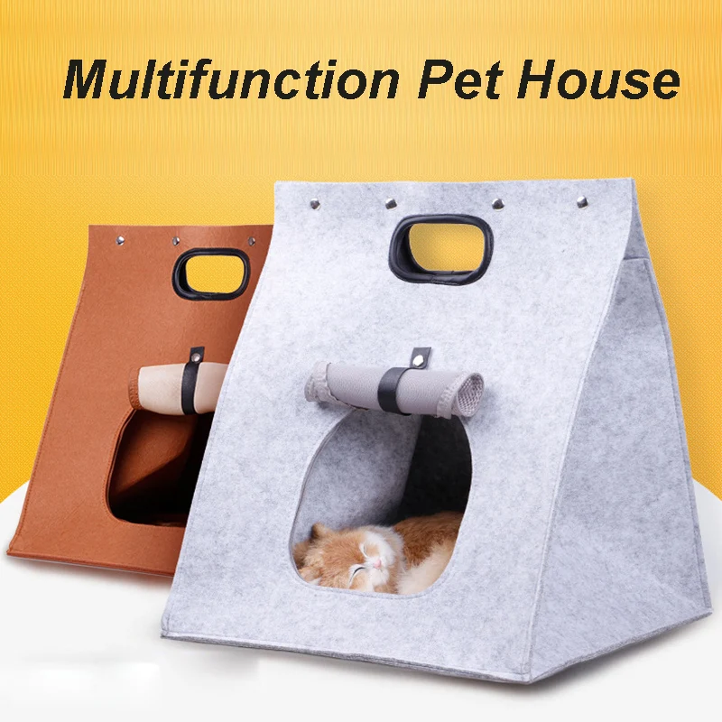 

Portable Cat Bed Washable Foldable Pet Bed Felt Wigwam Style Pet House For Cat Teddy Pet Waterproof Cat Carring bag