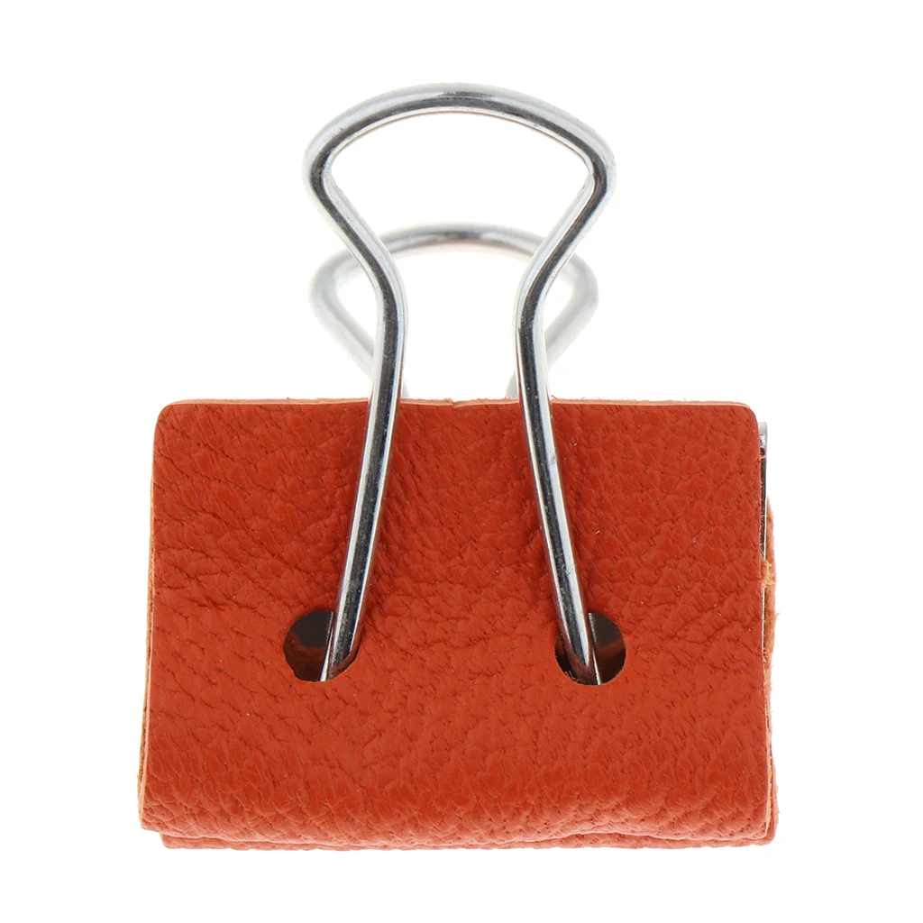 Stainless Steel Office File Ticket Paper Binder Clips with Leather Covered