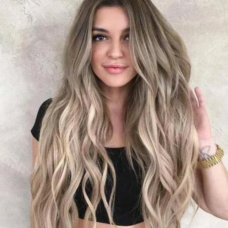 

65cm Long Wavy Curly High Temperature Fiber Cosplay Synthetic Full Wig For Women With Hair Net