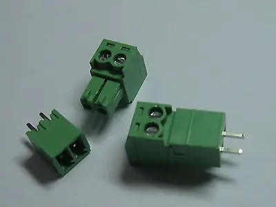 

250 pcs Screw Terminal Block Connector 3.81mm 2 pin/way Green Pluggable Type