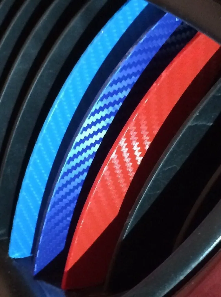 

M Color 3D Carbon Fiber Car Stickers Grille Stripe Decals for Kidney Grills REFLECTIVE Colors FOR BMW X1 X3 X5 Series