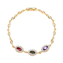 MxGxFam AAA+ циркон многоцветный браслет для женщин золотой цвет 18 К модные ювелирные изделия без никеля