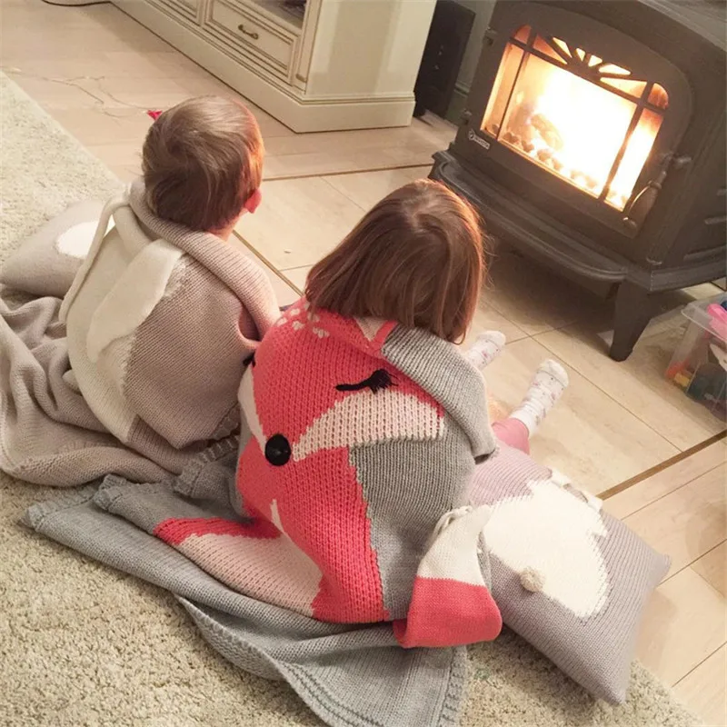 

Baby Blanket Fox Animals Pattern Sleep Bag Soft Warm Wool Swaddle Kids Bath Towel Play Mat Decorative blankets 73x110cm