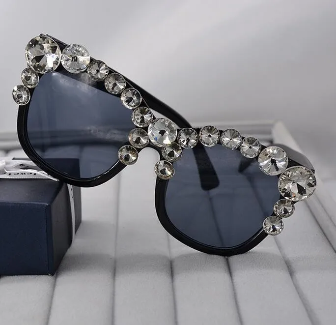 Fashion luxury shiny gem crystal inlaid sunglasses beach outdoor