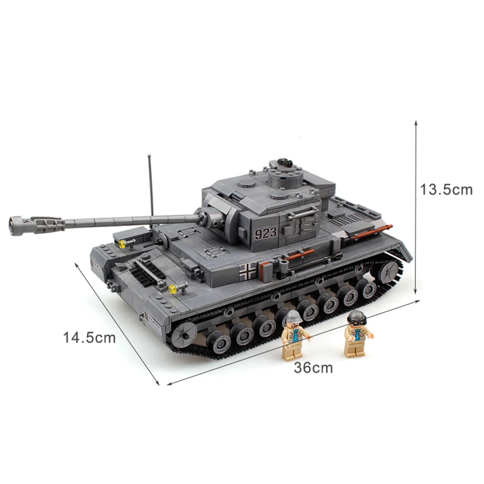 KAZI-Military-War-Tank-3D-Model-PZKPFW-IV-Building-Blocks-Sets-Compatible-Legoed-Army-ww2-Bricks (2)