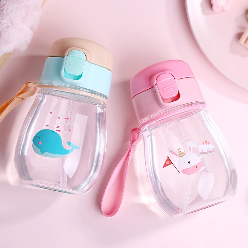 

350ml Toddler Infant Water Bottle Kids Baby Feeding Cup Cute Cartoon Printed Tritan+Safe PP Lovely Baby Water Cup With 2 Lids