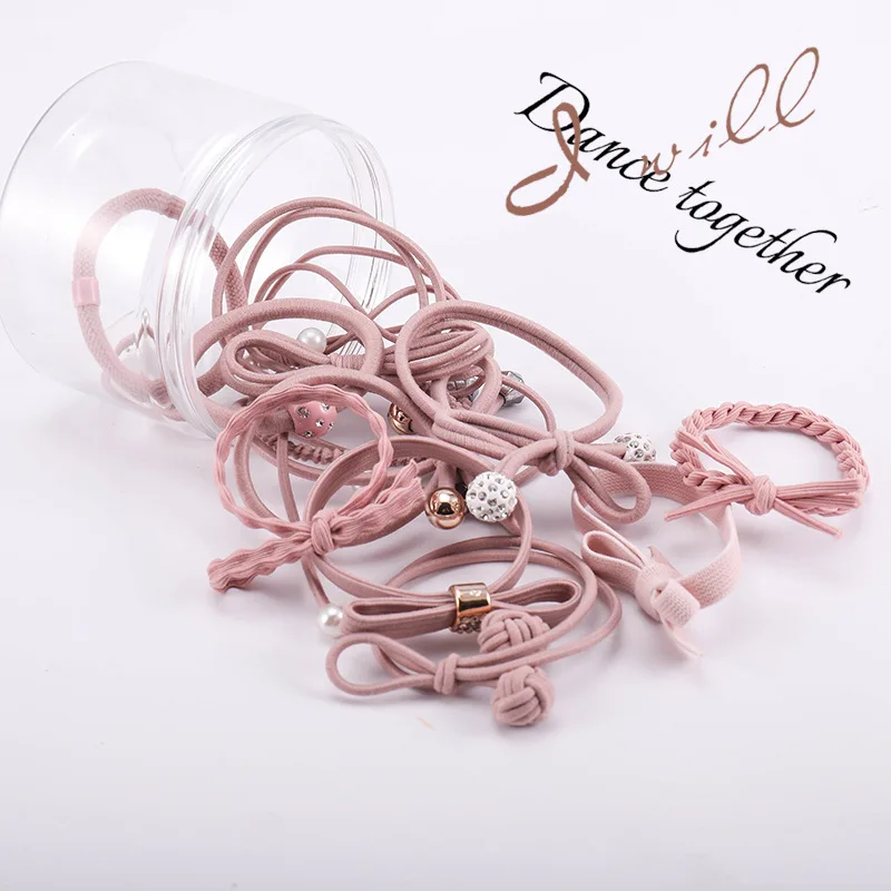 Beli 12 Pcs set Tinggi Elastis Rambut Band Solid Mutiara Stretch Rambut Dasi untuk Wanita Gadis Ekor Kuda Rambut Tali Rambut Aksesoris