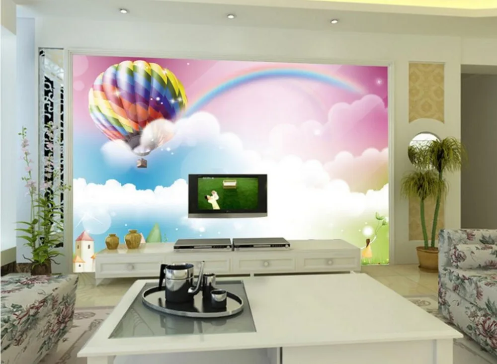 Beibehang пользовательские большие обои цветок мечта горячий воздушный шар Радуга фото обои мультфильм детская комната 3d обои фрески