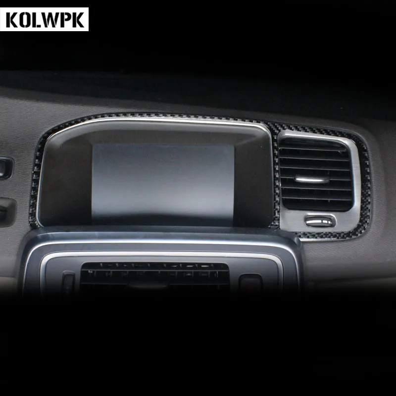 

Car styling Console navigation frame decoration cover trim carbon fibre interior molding sequins 3D sticker for Volvo S60 V60