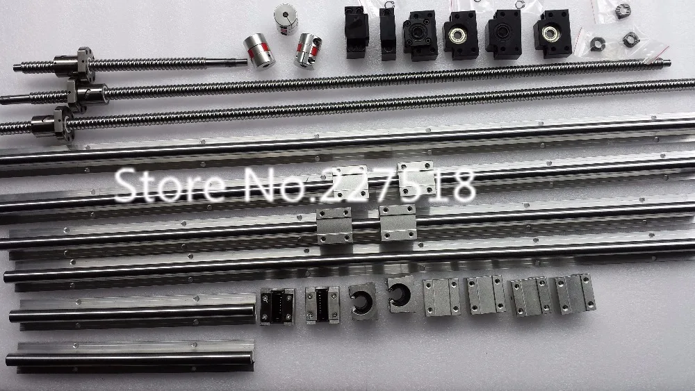 6 sets linear rail SBR16 L300 1000 1300mm SFU1605 300 1000 1300 1300mm ball screw 4