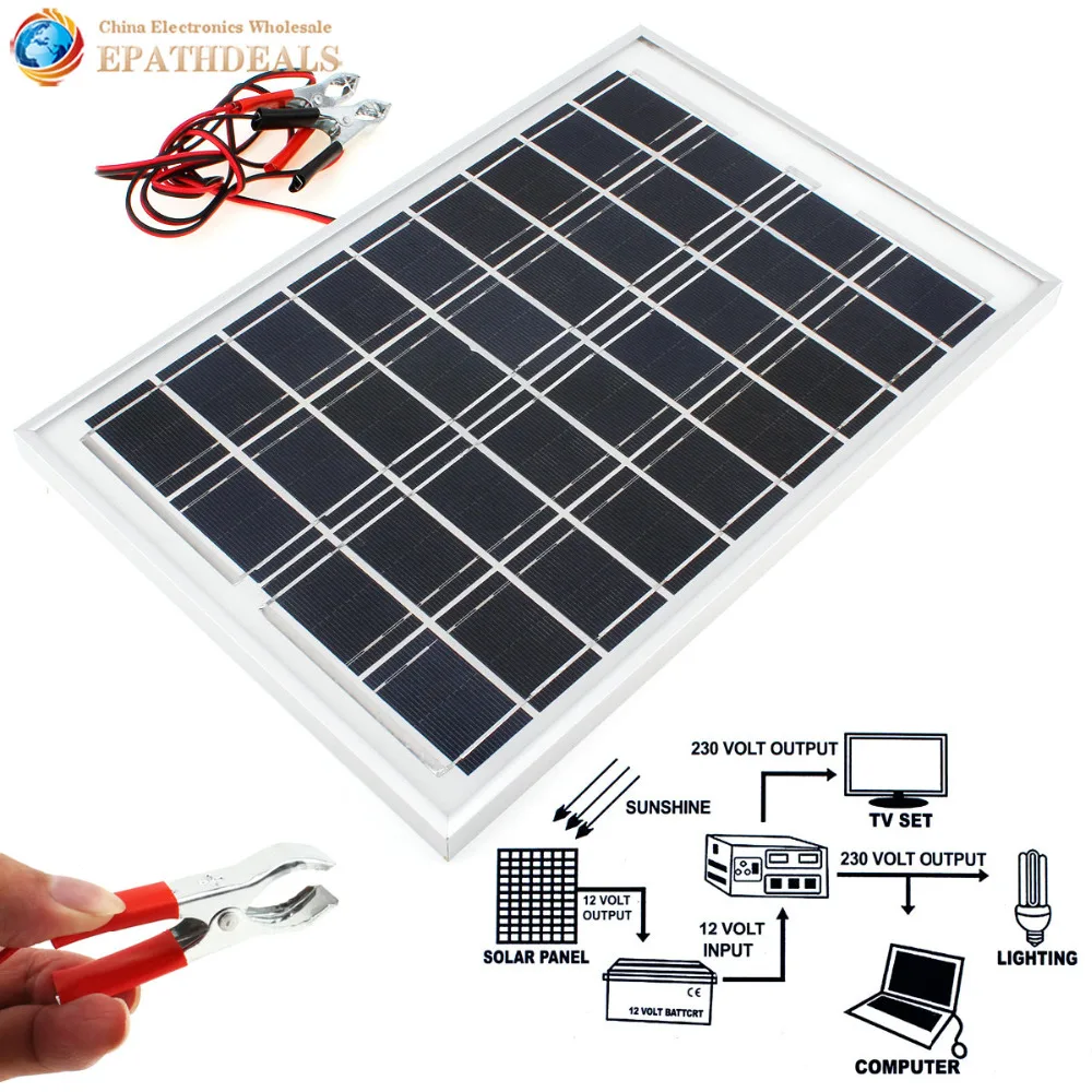 High Efficiency 10W 12V Cell Solar Panel Module Battery Charger for RV Boat Camping with Alligator Clips 1.4M Cable High Efficiency 10W 12V Cell Solar Panel Module Battery Charger for RV Boat Camping with Alligator Clips 1.4M Cable