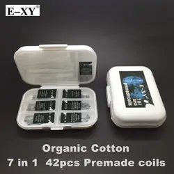 E-XY 7 в 1 Wire коробка Клэптон провод преднамотанные койлы Сплавленный Clapton Tri Core Джаггернаут штапельного NI80 катушки хлопок для DIY RDA распылителя