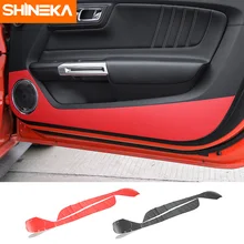 SHINEKA Car Styling High Quality Car Door Anti-kick Sticker Carbon Fibre Anti-dirty Door Sticker for Ford Mustang 2015+