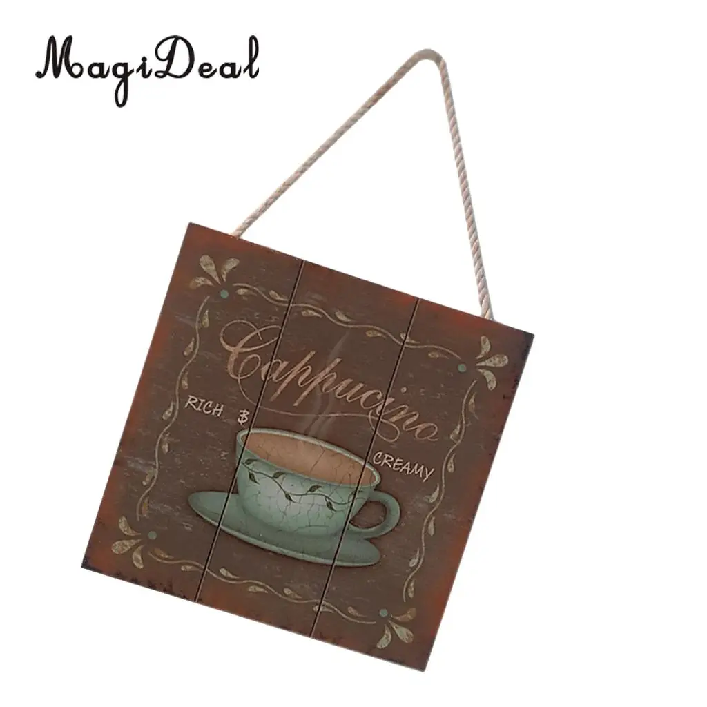 20x20cm Shabby Chic Solid Wood Coffee Sign Plaque Cafe Bar Dining Room Hanging Decor