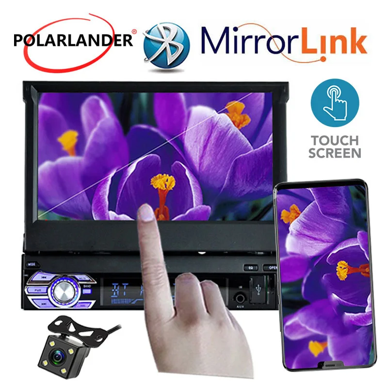 

7 inch car mp 5 player radio tuner remote control 1 din audio stereo mp5 support USB SD rear view aux in Touch Screen