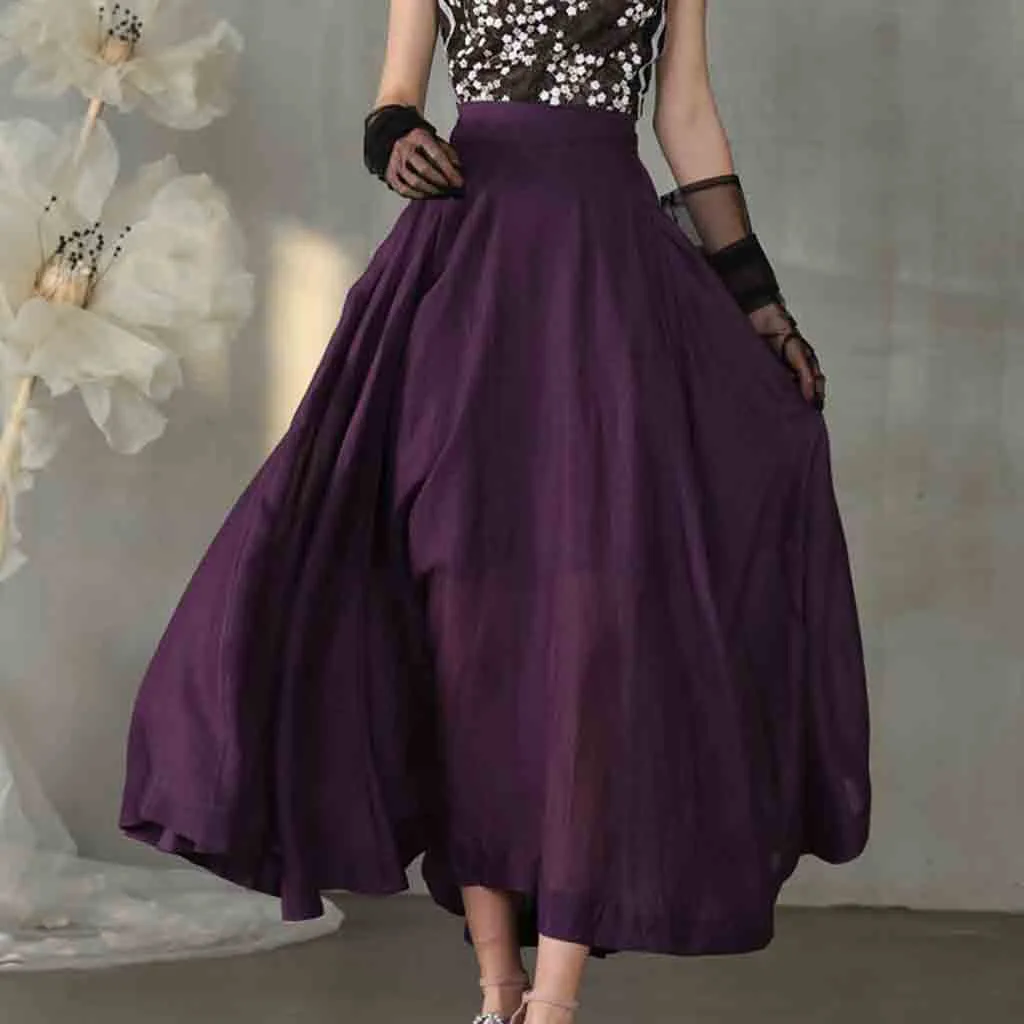 Осенняя Женская Однотонная юбка с завышенной талией, удобная эластичная лента, дизайн Faldas Largas Mujer Saia Longa