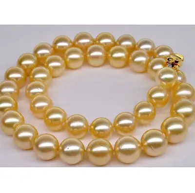 

Wholesale FREE SHIPPING GENUINE AAA+8-9MM NATURAL SOUTH SEA GOLD PEARL NECKLACE 18" 14KGP