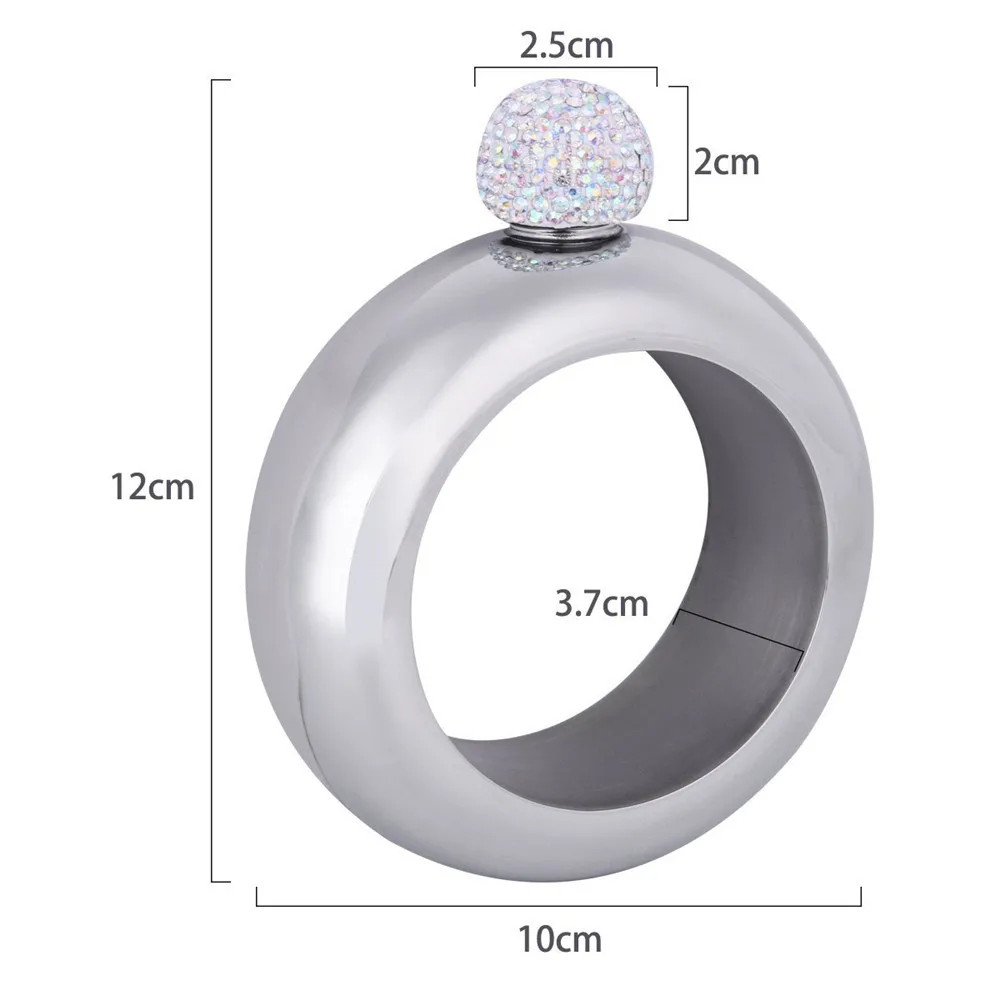 Realand 3,5 унций браслет из нержавеющей стали, браслет на запястье, фляга, уникальные стразы, крышка для алкоголя, виски, посуда для напитков, лучший подарок для женщин