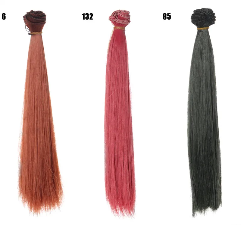 3 шт. 15*100 см аксессуары для кукол прямые синтетические волокна парик волосы для ручной работы ткань высокая температура провода Diy Texitle - Цвет: 04  3Pcs
