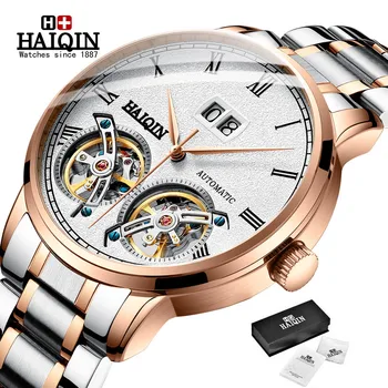 HAIQIN new business watch men automatic clock men tourbillon waterproof Mechanical men's watches top brand relogio masculino+box haiqin watches for men automatic mechanical watches men top brand luxury watch men tourbillon waterproof clock relogio masculino