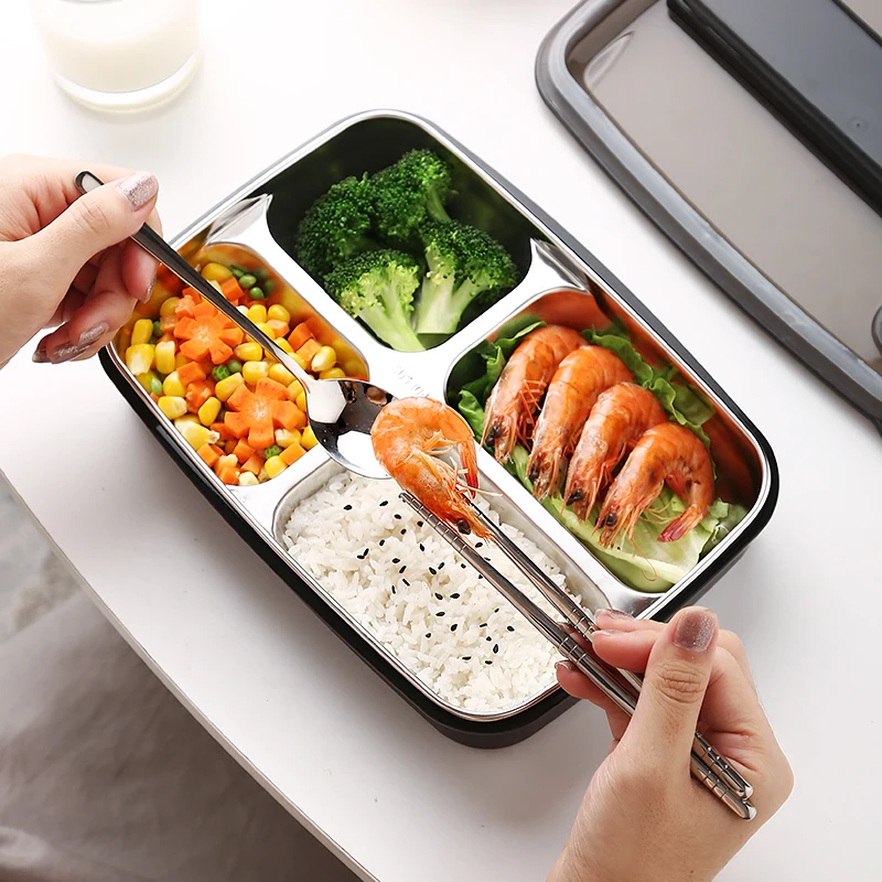 Oneisall Bento Ланч бокс кухонный пищевой контейнер из нержавеющей стали пластик 1200 мл