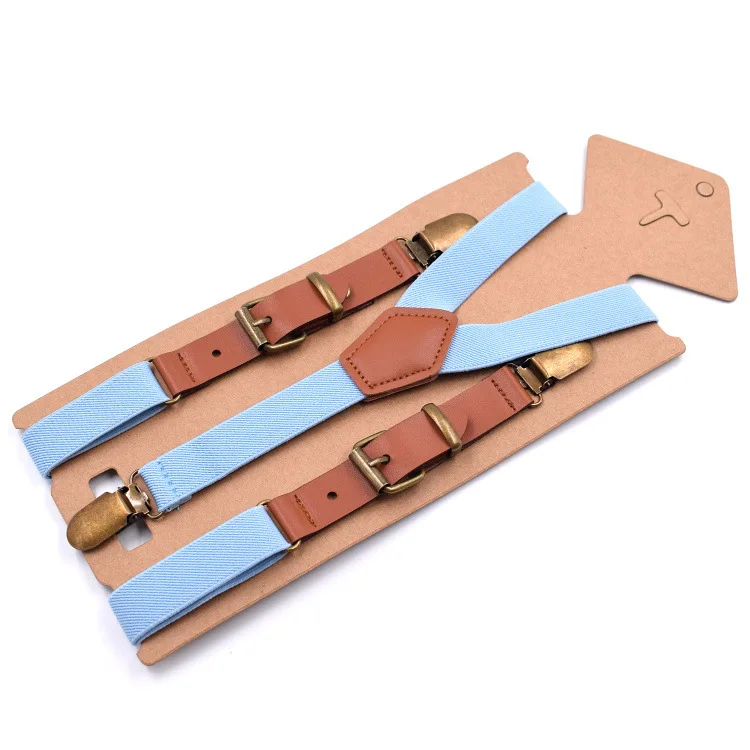 Light Blue SHOWERSMILE мужские кожаные подтяжки синие мужские подтяжки для брюк Y Back женские свадебные деловые брюки ремешок с 3 зажимами 115 см - Цвет: Light Blue