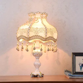 

TUDA LED Table Lamp Fabric Living Room Bedroom European Resin Table Lamp Home Wedding Room Decoration Table Lamp E27 110V 220V