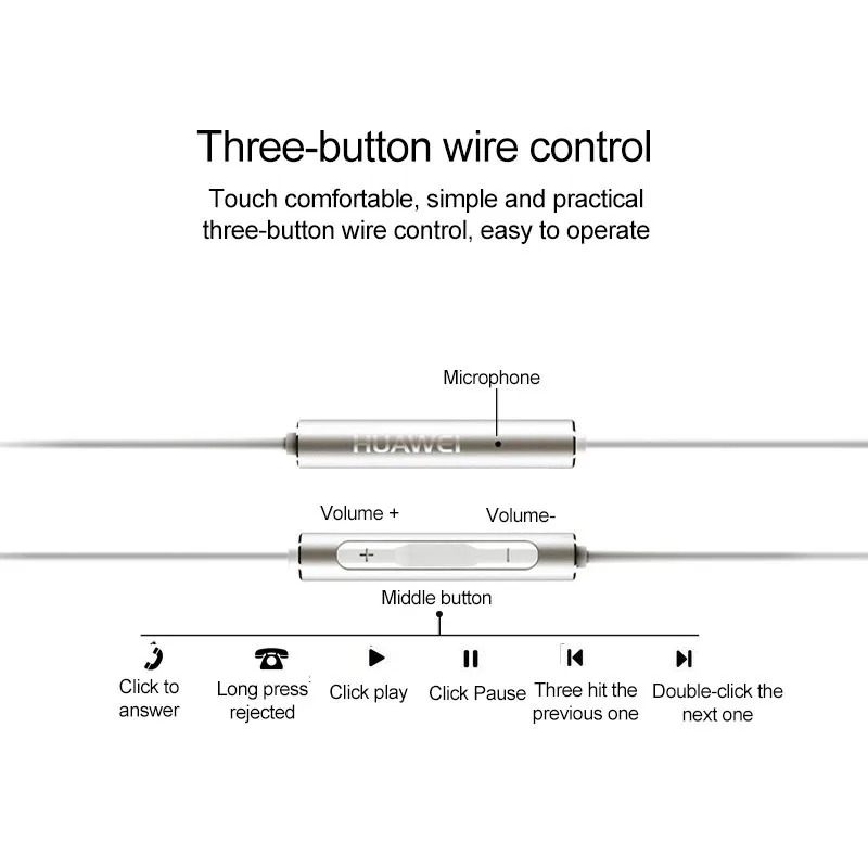 Huawei AM 116 Earphones Volume Control Metal Wired Headset 3.5mm Jack for HUAWEI P7 P8 P9 Lite P10 Plus Honor 5X 6X Mate