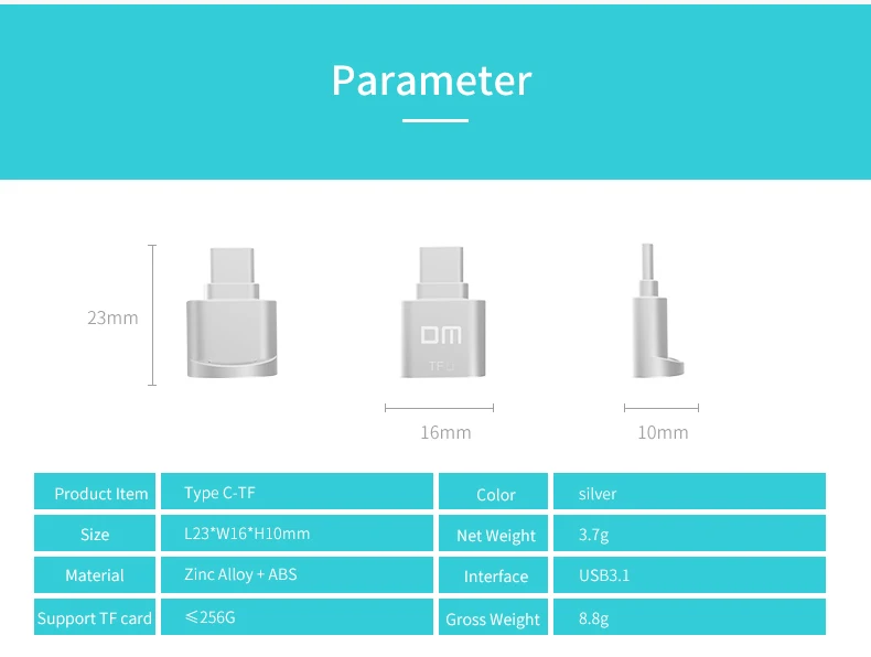 DM Тип C-TF USB3.1 Micro SD TF считыватель карт памяти для Macbook или смартфона с интерфейсом типа c