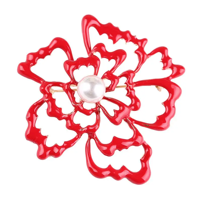 

OneckOha Enameled China Red Brooches Zinc Alloy Tree Bird Cherry Brooch Pin Garment Accessories Nine Designs