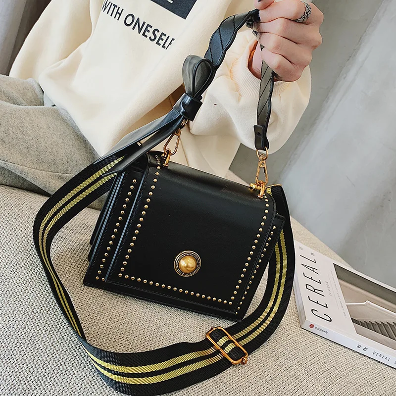 

women shoulder bags messenger pu leather crossbody top-handle bags small ladies female handbags for girls rivet 2e12284