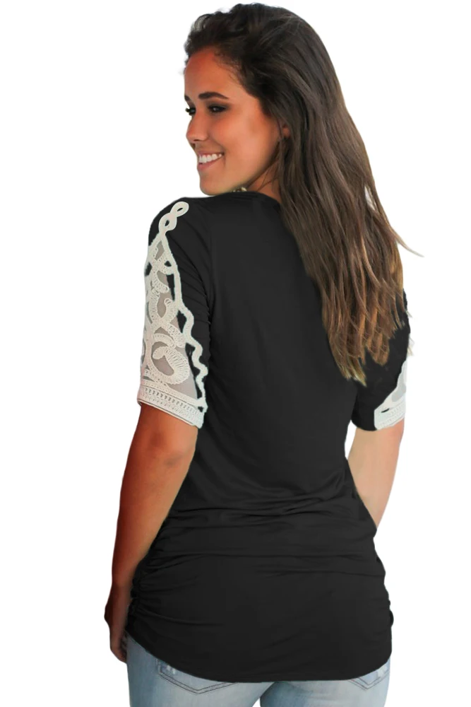 Black-Ruched-Top-with-Crochet-Detail-LC250848-2-2