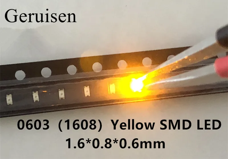 50 шт. 0603 Желтый SMD led супер яркий 120mcd 2 0 ~ 4 V 580-590nm диоды 1 6*0 8*0 6 мм свет лампы | Лампы и