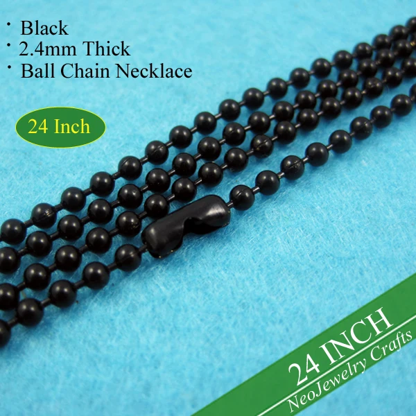 24 inch Black Ball Chain Necklaces, 60cm Black Chain Necklace, 24 inch