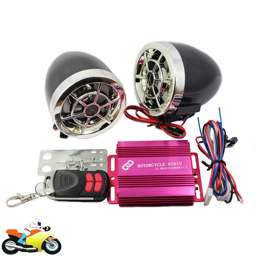 Motorcycle Bluetooth Audio Sound System Stereo Speakers FM Radio MP3 Music Player Scooter ATV Remote Control Alarm Speaker Motorcycle Bluetooth Audio Sound System Stereo Speakers FM Radio MP3 Music Player Scooter ATV Remote Control Alarm Speaker