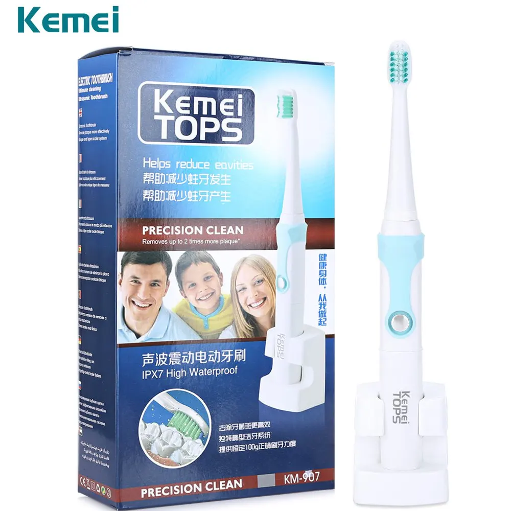 

Kemei Min Ultrasonic Toothbrush Waterproof Rechargeable Electric Toothbrush with 3 Heads Oral Hygiene Dental Care Qral Irrigator