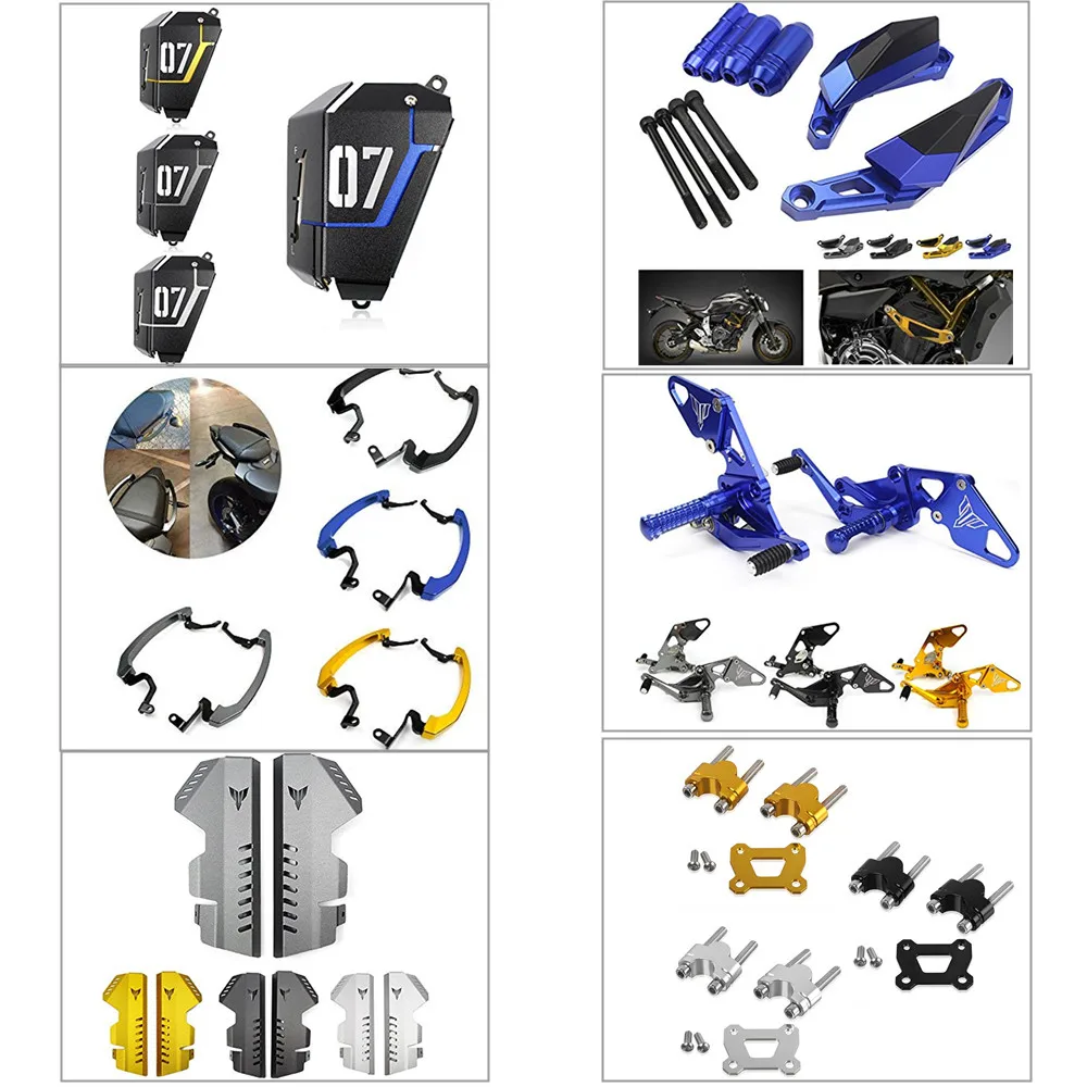 

MT FZ 07 Motorcycle Accessories Radiator Guard Engine Slider Rearset Handlebar Riser Hand Grab for Yamaha MT07 FZ07 2014-2017